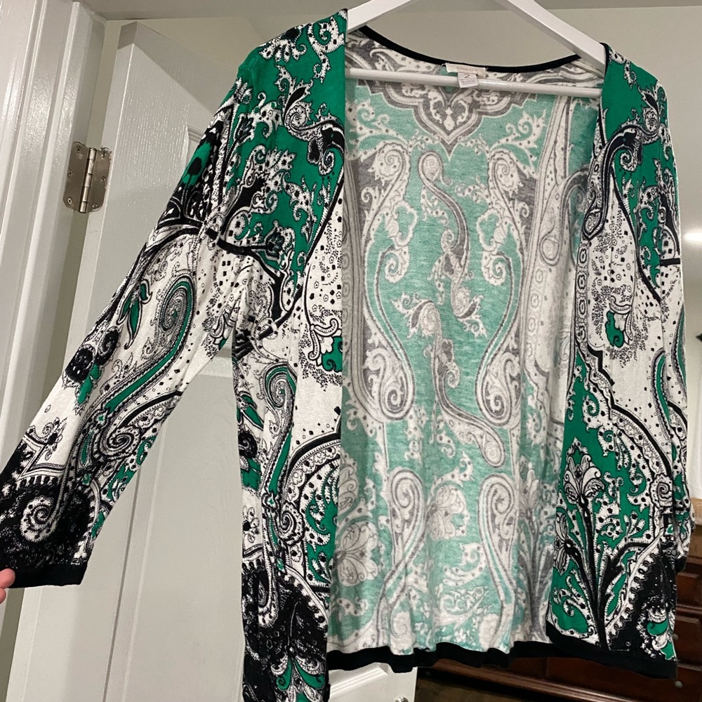Chicos Paisley Cardigan